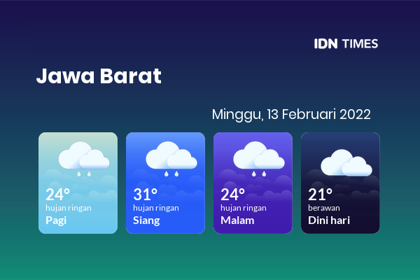 Cuaca Hari Ini 13 Februari 2022: Kota Bandung Hujan Ringan Siang dan Sore Hari