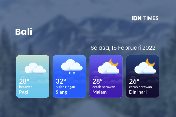 Cuaca Hari Ini 15 Februari 2022: Denpasar Cerah Berawan Malam Hari