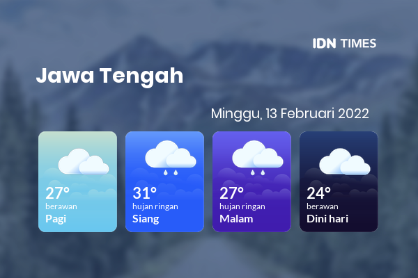 Cuaca Hari Ini 13 Februari 2022: Surakarta Hujan Ringan Siang dan Sore Hari