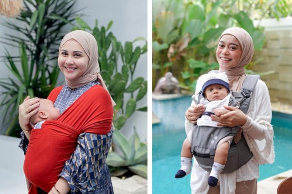 9 Potret Artis Berhijab saat Gendong Anak Pertama, Tetap Stylish!