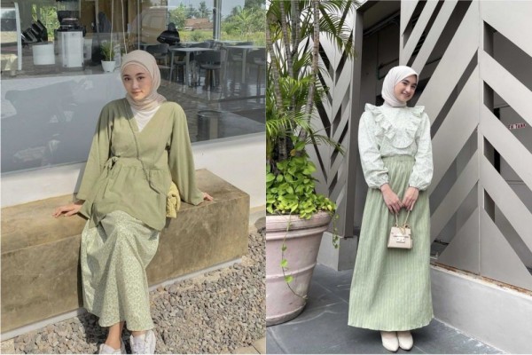 12 Ide OOTD Warna Sage Green untuk Lebaran