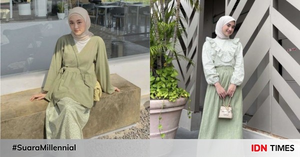 12 Ide OOTD Warna Sage Green untuk Lebaran