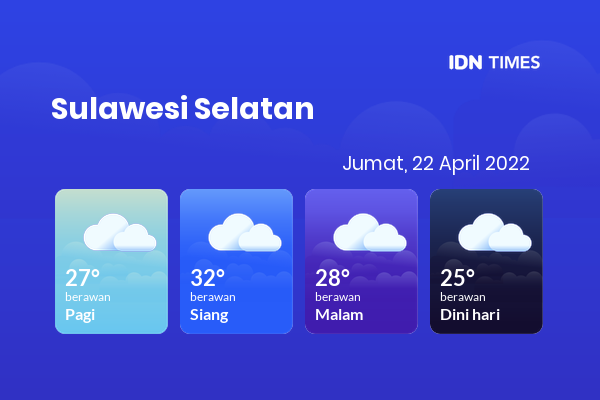 Cuaca Hari Ini 22 April 2022: Makassar Berawan Siang dan Sore Hari
