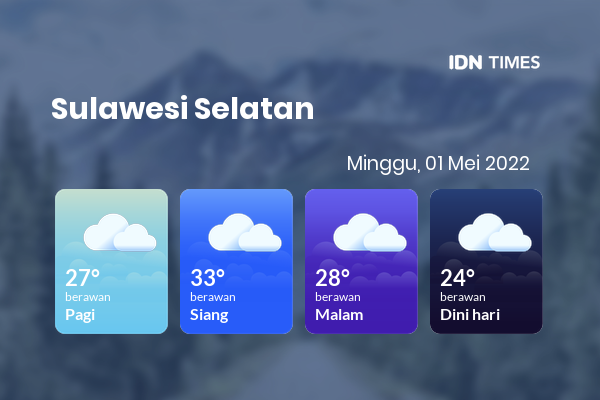 Cuaca Hari Ini 1 Mei 2022: Makassar Berawan Siang dan Sore Hari