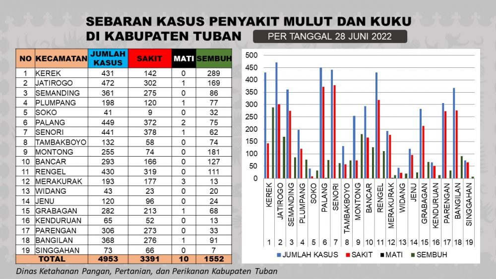 Wabah PMK di Tuban Semakin Mengganas, 4.953 Ekor Sapi Terjangkit