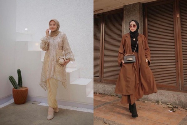 10 OOTD Hijab Earth Tone ala Nisa Cookie, Kalem dan Elegan