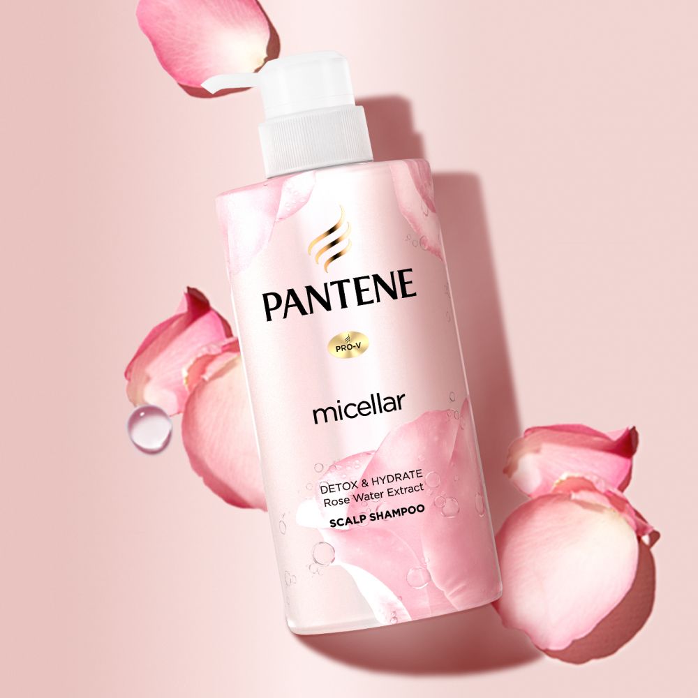 Pantene Micellar Cleanse Hydrate Rose Water Extract Scalp Shampoo