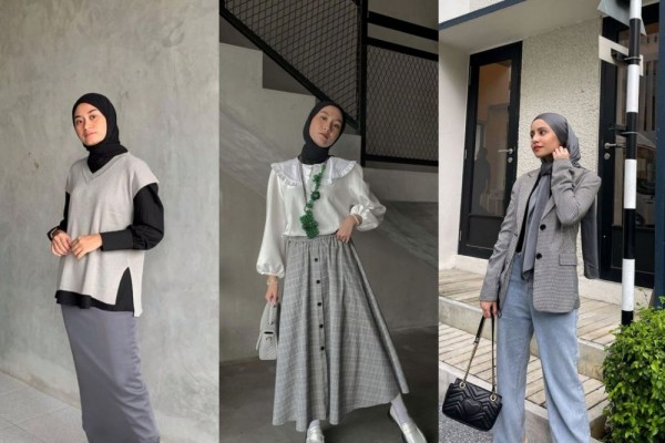 10 Ide OOTD Hijab Nuansa Abu-abu Untuk Acara Semiformal