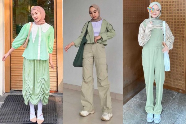 10 Inspirasi OOTD Hangout Santai dengan Nuansa Soft Green, Kece Parah
