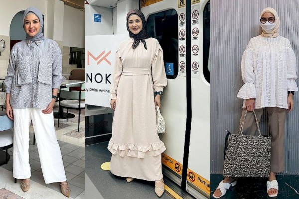 10 Ide OOTD Hijaber Ala Revalina S Temat, Fashionable!