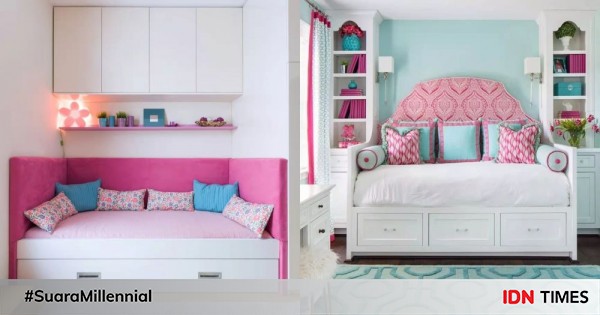 9 Inspirasi Daybed Nuansa Pink dan Tosca untuk Kamar Anak