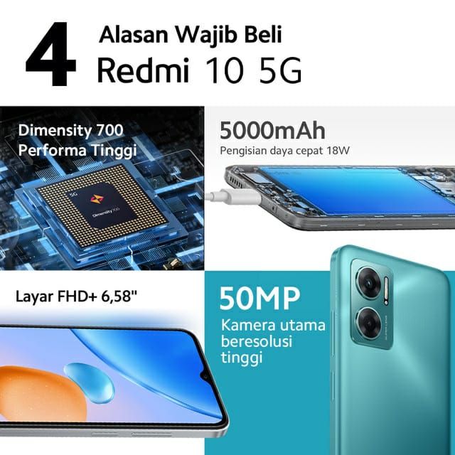 HP 5G Harga Rp2 Jutaan, Spesifikasi Xiaomi Redmi 10 5G 