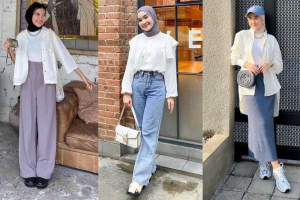 Outfit Hijab dengan Atasan Putih untuk Hangout