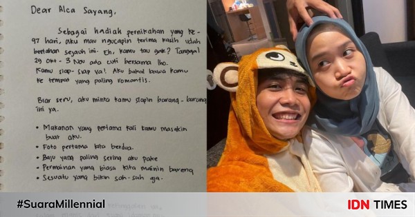 10 Potret Bintang Emon dan Istri, Tulis Surat Cinta Bucin