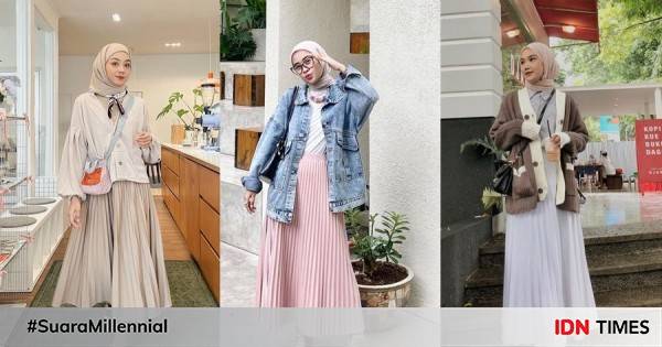 Padu Padan Outfit Hijab Dengan Rok Plisket