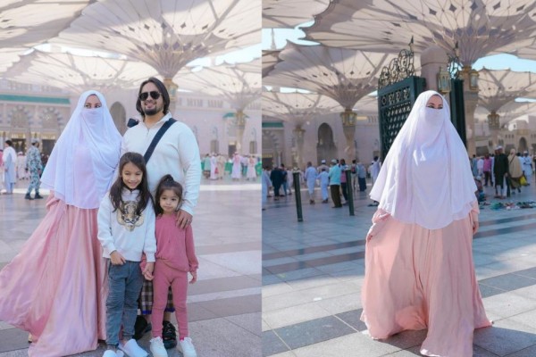 9 Potret Tasyi Athasyia saat di Masjid Nabawi, Anggun Pakai Cadar!