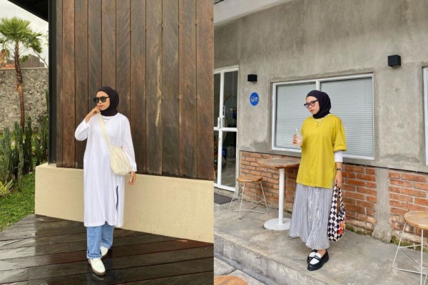 9 Ide Outfit Hijab dengan T-Shirt ala Wiza Liana, Effortless!