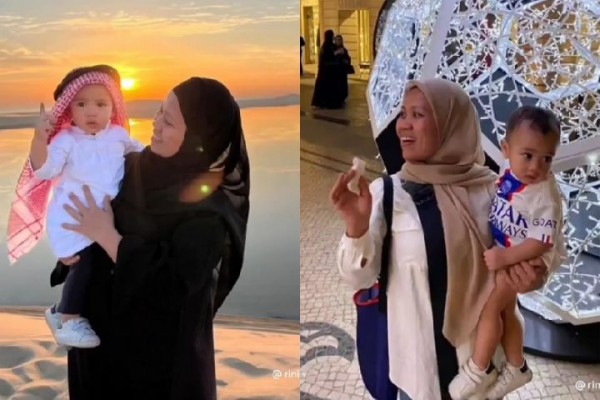 9 Potret Kebersamaan Sus Rini dan Rayyanza di Qatar