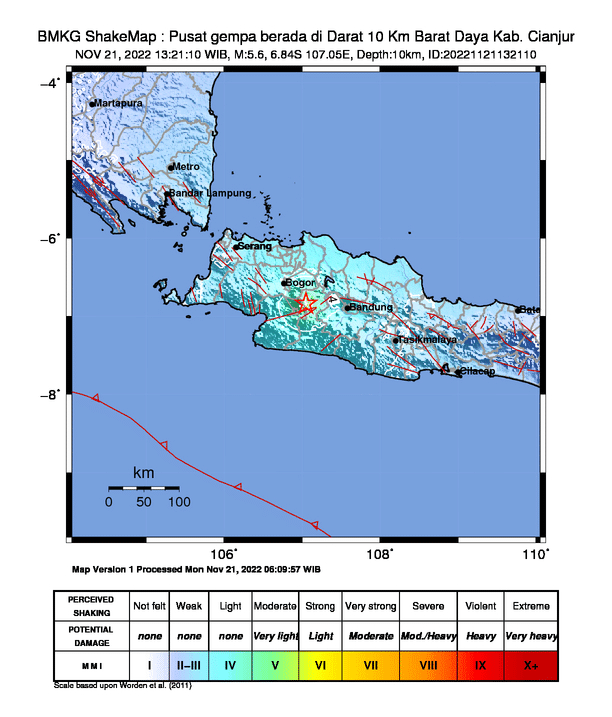 BMKG: Gempa Bumi 5,6 Kabupaten Cianjur, Jawa Barat, Indonesia