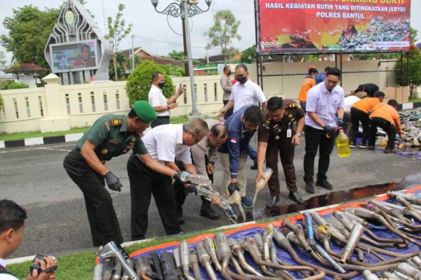 Triwulan I 2023, Polres Bantul Sita 939 Knalpot Blombongan