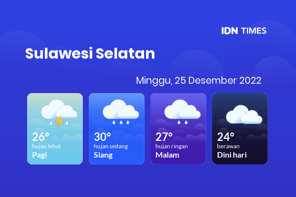 Cuaca Hari Ini 25 Desember 2022: Makassar Hujan Sepanjang Hari