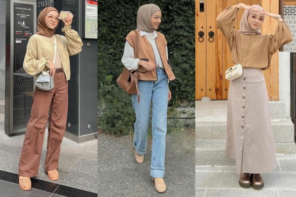 9 Inspirasi OOTD Hijab Look Nuansa Cokelat ala Meirani Amalia Putri