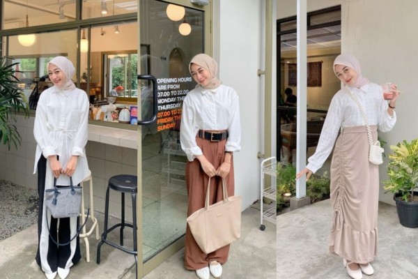 10 Inspirasi OOTD Kemeja Putih untuk Kuliah ala Nabila Ayu, Chic!
