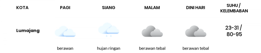 Cuaca Hari Ini 29 Januari 2023: Banyuwangi Hujan Ringan Siang Hari, Sore Berawan