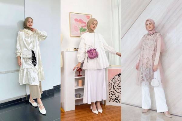 Padu Padan Style Kondangan Hijab Warna Putih Ala Rania