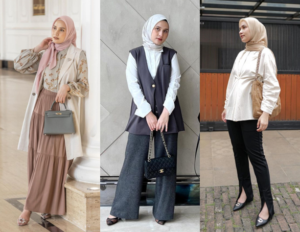 9 Ide Office Look Hijab ala Dwi Handayani yang Simpel Modis