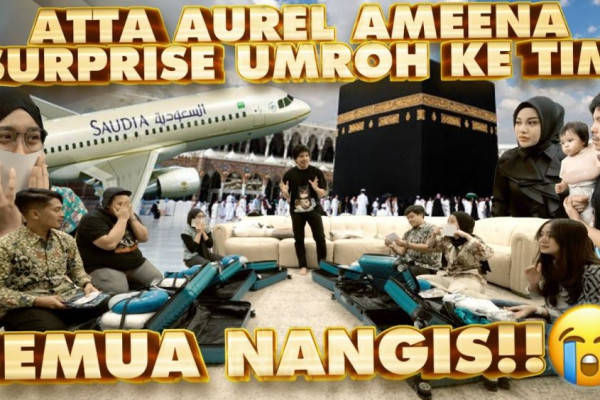 10 Potret Atta Halilintar Beri Kejutan Umrah Untuk Tim