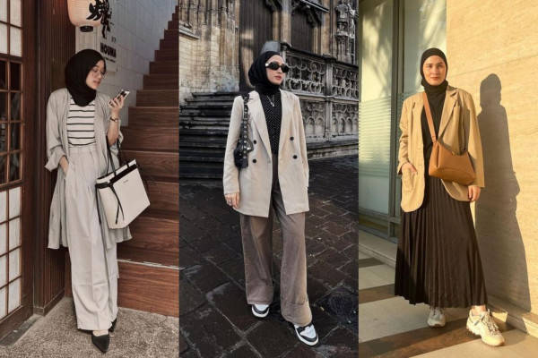 10 Outfit Warna Netral Pergi Ke Kantor Ala Selebgram Hijab