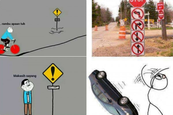 9 Meme Kocak Rambu Lalu Lintas, Malah Bikin Ngakak