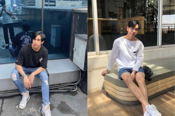10 Ide Padu Padan OOTD Pakai Sneakers Putih ala Louis Thanawin