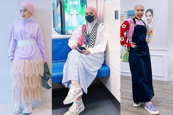 9 Inspirasi Hijab Modis ala Ashilla Sikado, Curi Atensi dengan Warna!