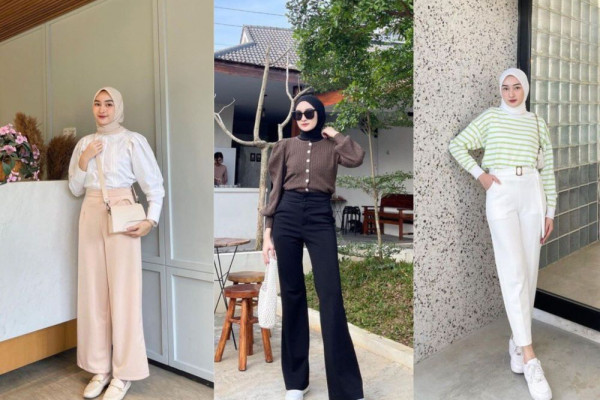 12 OOTD Long Pants dengan Hijab ala Ingrid Yulika