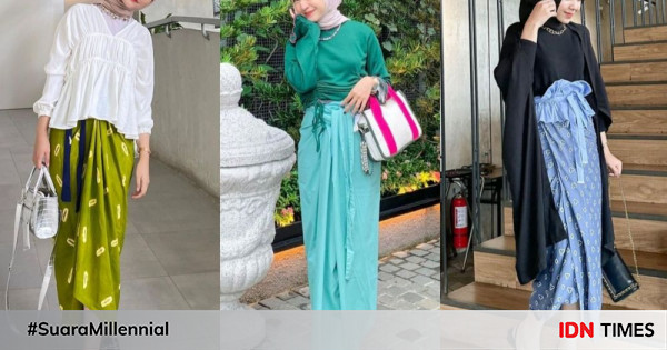 10 Ide Styling Outfit Buka Bersama Dengan Rok Lilit, Unik!