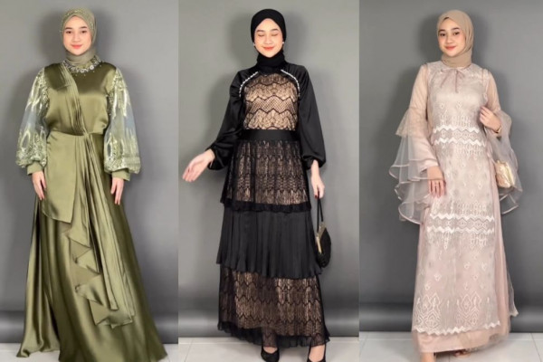 10 Ragam Dress Glamor untuk Style Lebaran Hijab, Mewah!