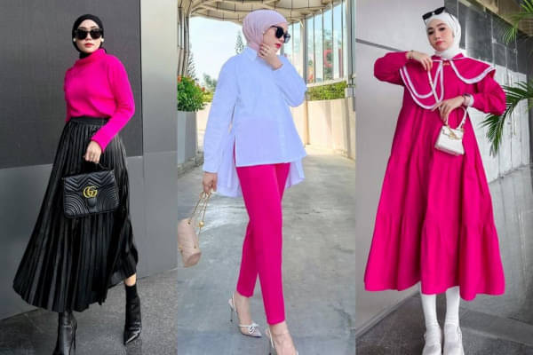 10 Padu Padan Hijab Fushia Ala Yolla Anggita, Nyentrik!