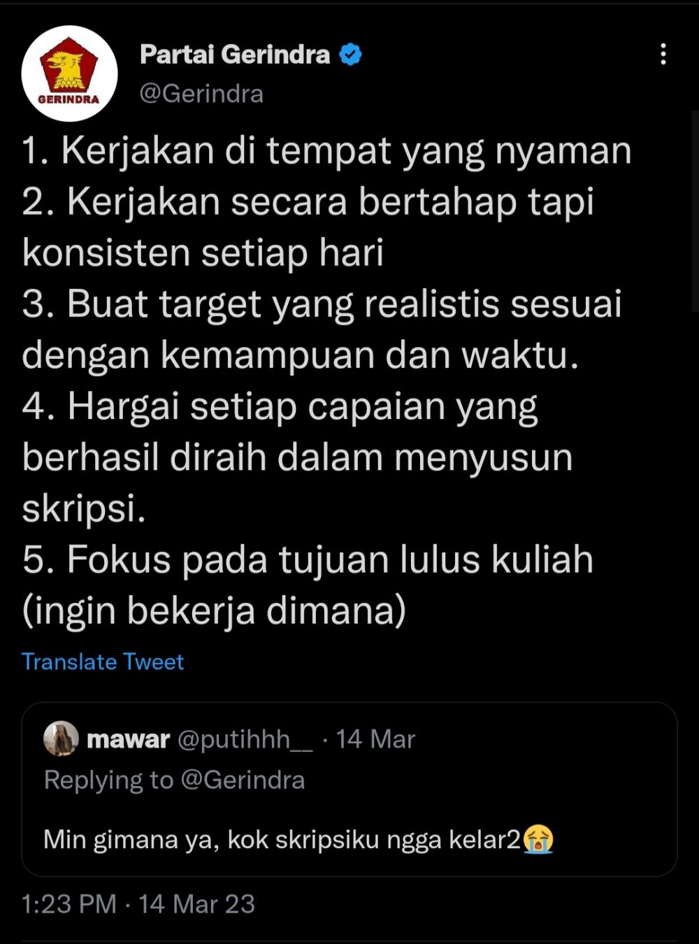 9 Tweet Kocak Admin Partai Gerindra Menghadapi Warga Twitter