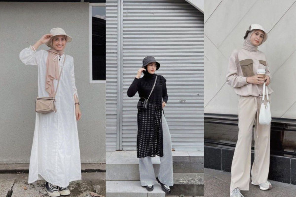 9 Inspirasi OOTD Hijab Pakai Bucket Hat ala Helmi Nursifah