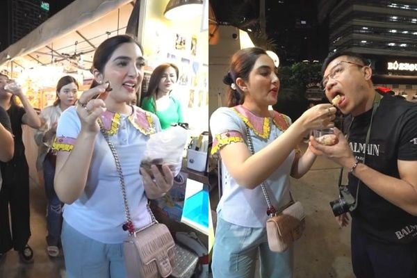 8 Potret Ashanty Jajan Street Food di Thailand, Makan Udang Hidup