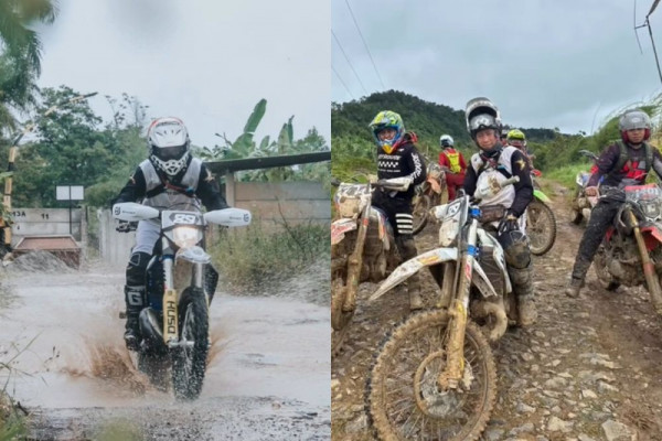 7 Potret Gagah Denny Cagur Main Motor Trail, Jatuh Bangun di Lumpur!