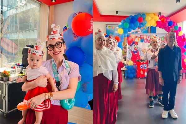 8 Potret Ultah Ke-61 Ayah Ojak di KFC, Ibu-ibu Heboh Pakai Seragam SD