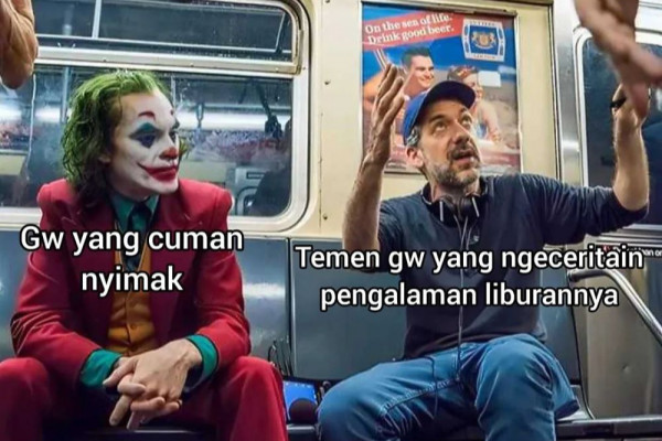 7 Meme Lucu Joker Jadi Kang Nyimak, Serius Dengerin Cerita Seru Kawan
