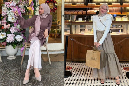 7 Ide Styling Atasan Rajut Rok ala Astri Ratnasari, Manis