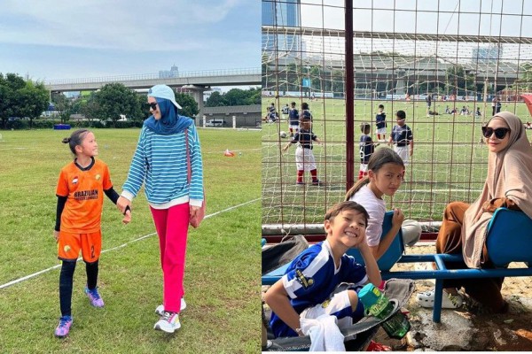 7 Potret Zaskia Adya Mecca Temani Buah Hati Les Bola, Ibu Siaga!