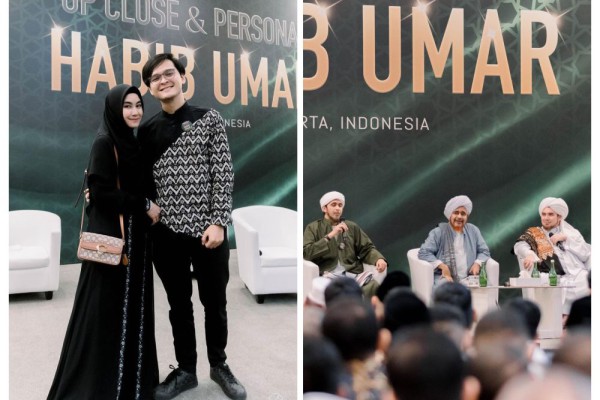 8 Potret Anisa Rahma dan Suami Hadir di Safari Dakwah Habib Umar