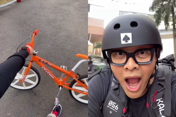 7 Potret Armand Maulana Gowes Keliling Jakarta Pakai BMX Langka!
