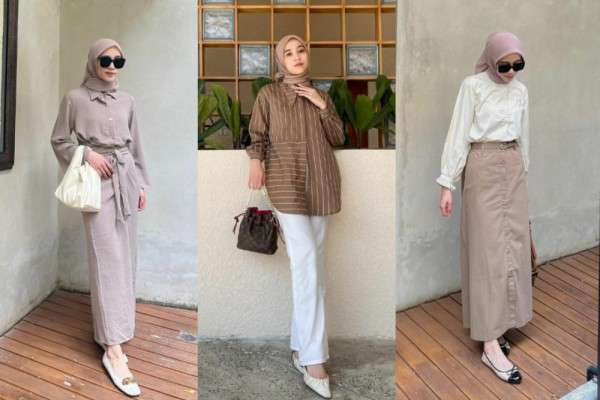 9 OOTD Hijab Nuansa Earth Tone Ala Vina Maulina